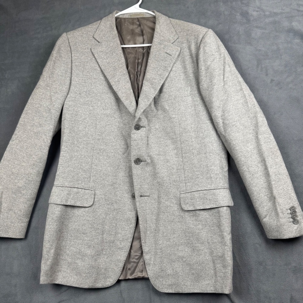 Corneliani Mens Gray Virgin Wool Angora Cashgora Blazer Sport Coat Italy 54R 44R